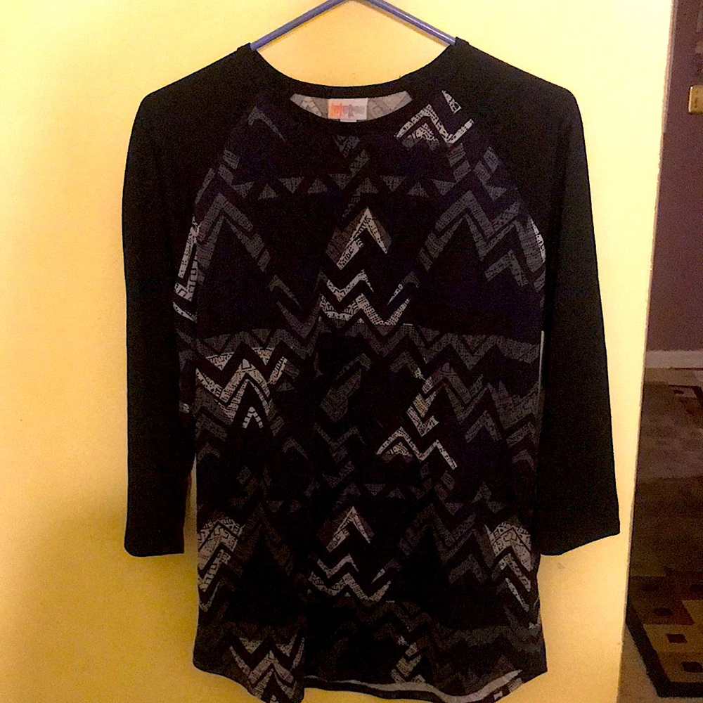 Lula roe large black gray long sleeve top